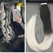 If your locks naturally have a darker shade, then this collection of ombre ideas. Ombre Dark Brown To Platinum Blonde Tape In Human Remy Hair Extensions 20pcs 50g Ugea Ombr Remy Human Hair Extensions Hair Styles Tape In Hair Extensions