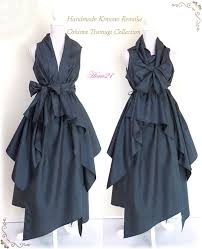 大島紬 アレンジ自在 ロング マキシ丈の変形スカート イージーロングベスト ジレ のセット 紺 ワンピース 着物リメイク 絹シルク tsu568 shop hime21 japan 着物リメイクのネットショップ 変形スカート おしゃれ ワンピース ファッションスタイル