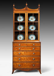 A Fine George Iii Satinwood Secretaire Bookcase Relieved With Amaranth And Decorated With Boxwood Stringi Georgian Furniture Antique Cabinets Regency Furniture