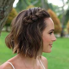 This braided crown tutorial is great for shorter hair — and it produces the prettiest waves. Fishtail Crown Braid Short Hair Updo Short Hair Styles Braids For Short Hair