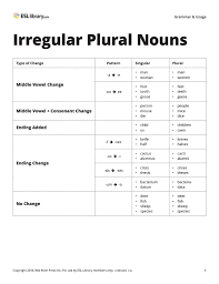 irregular plural nouns esl library