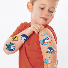 Amazon.com : Shark Temporary Tattoo for Kids-100+ Metallic Style Underwater  Animals Cute Fake Tattoo Ocean Sea Creature Waterproof for Girls Boys Body  ...