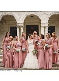 Dusty Rose Lace And Chiffon Bridesmaid Dresses Dustyrosewedding Weddingcolors Bridalparty Vestido Madrinha Casamento Madrinhas De Casamento Roupa Casamento