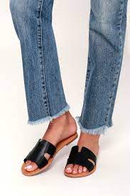 Ronnie Black Slide Sandals Black Slides Womens Trendy Dresses Slide Sandals