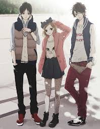 Sketch the wireframe of a young girl. 2 Boys And 1 Girl Cute Anime Character Boy Outfits Anime Images