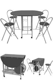 Black Folding Table Set 4 Chairs Bar Stools Compact Small Kitchen Dining Room Kitchen Dining Room Small Kitchen Folding Table