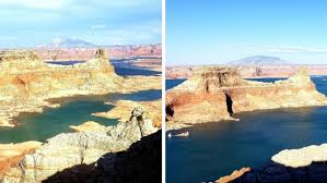 51 Foot Difference In Water Level At Lake Powell From