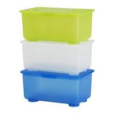 Glis Box With Lid Blue White Light Green Length 7 Width 4 Height 3 Length 17 Cm Width 10 Childrens Storage Boxes Ikea Storage Boxes Ikea Kids Room