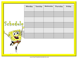 Spongebob Weekly Schedule Behavior Chart Printable