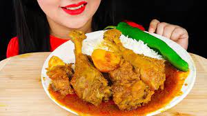 Eating Spicy Chicken Curry With Basmati Rice Eating Indian Food Real Sounds Eating Show Indian Food Recipes Spicy Chicken Curry Chicken