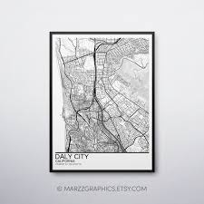 Excited To Share The Latest Addition To My Etsy Shop Daly City Map Poster Print Wall Art California Gift Printable Downlo Map Art Map Poster City Map Poster