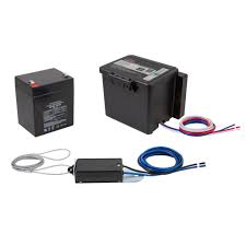 At the front of your trailer is a black plastic case that holds a 12 volt battery. Push To Test Breakaway Kit With Top Load Battery Sku 52044 For 79 24 By Curt Manufacturing