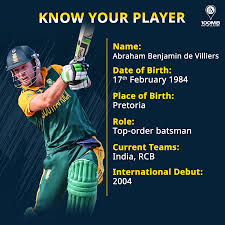 He has amazed everyone with his unorthodox shots and he is one of the finest cricketer of the. Know Your Player Ab De Villiers 100mb