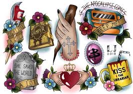 Buffy The Vampire Slayer Tattoo Flash Sheet Btvs Tattoo Etsy Slayer Tattoo Buffy Tattoo Tattoo Flash Sheet