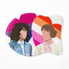 Nancy wheeler and robin Buckley stranger things season 4 vena bisexual  lesbian pride flags