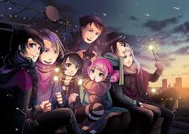 Kickstarter Poster Motive With Anna Damien Zoe Henry Lyds Lukas And Eden On A Rooftop Heavy 200gr Offset Print Silk Finis Anna Blue Blue Drawings Anime