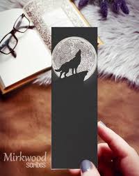Wolf Howling At The Pizza Moon Bookmark Full Moon Pizza Etsy Wolf Craft Wolf Howling My Bookmarks