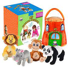 Gift For 1 5 Year Old Educational Plush Toy Talking Animal Set Stuffed Animals Elephant Monkey Lion Baby Toddler Toys Baby Plush Toys Cute Stuffed Animals