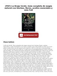 Guía completa de magia pdf. La Bruja Verde Guaa Completa De Magia Natural Con Hierbas Flores Aceites Esenciales Y Mas Medios Libros