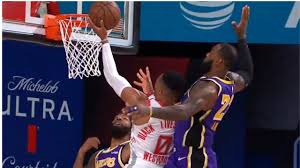 Lebron james is the dunk master, and he seems ready to fuel up the fire for the rest of the season. Lebron James Gets An And 1 Layup After Blocking Russell Westbrook Emphatically In Game 1 Vs Rockets The Sportsrush