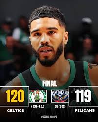 Celtics narrowly defeat Pelicans 120-119 in Boston