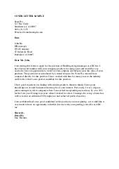 You're applying for a job that's been advertised; Sample Cover Letter Cashier No Experience