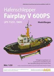 Kartonmodellbau webseite, mit kostenlose h0 bastelbogen als haus, straße, flugzeug und verkehrsschilder. Arbeitskreis Geschichte Des Kartonmodellbaus Agk E V Hafenschlepper Fairplay Jfs 71251 1965