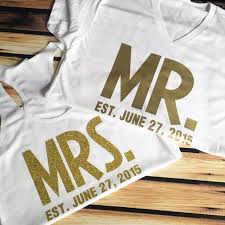 His And Hers T Shirts Bold Mr And Mrs Shirts With Wedding Date Bride And Groom T Shirts Wedding Date Shirts Hon Honeymoon Shirts Groom Shirts Wedding