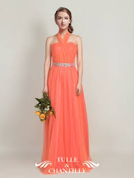 Long Bright Orange Multi Wear Convertible Tulle Dress 2 But In Blue Tulle Bridesmaid Dress Tulle Dress Dresses