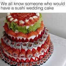 This sushi extravaganza of a wedding cake isn't playing around. Now That S A Wedding Cake Credit Jonatan Lopes Sushiman Sushi Cake Sushi Cake Birthday Cake