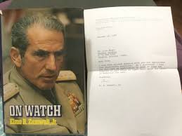 On Watch: ADMIRAL ELMO ZUMWALT SIGNED LETTER TO OWNER. Navy CNO  Vietnam,DIED'00 9780812905205| eBay