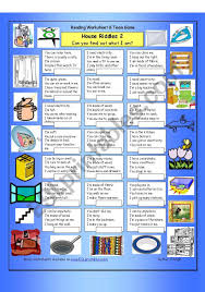 House and dwelling theme page. House Riddles 2 Medium Esl Worksheet By Philipr