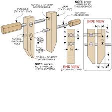 The end block clamps and anchors the wood to the board and the round piece rolls along the opposite end to secure the. Handy Clamp For Small Parts Woodsmith Tips The Drawing Shows What You Ll Need To Put A Clamp Together Woodworking Hand Tools Woodworking Workshop Wood Diy