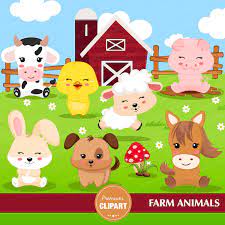 Farm Animal Clipart Farm Animal Birthday Party Farm Birthday Farm Party Clipart Ca357 By Premiumclipartshop On Etsy In 2021