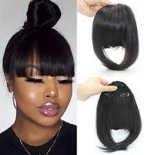 Available in the widest range of colors, they blend naturally with your own hair and can be easily styled with thermal tools. Amazon Com Clip In Bangs Fringe Real Human Hair Bang Clip In Hair Extensions Clip On Bangs With Temples Beauty