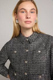 Silver Tweed Jacket by Maje