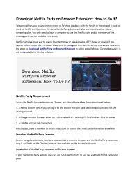 We did not find results for: Download Netflix Party On Browser Extension How To Do It By Louischarles491 Issuu