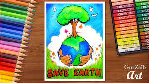 Blue and green illustration earth day poster. How To Draw Save Earth Poster Chart Drawing For Beginners Very Easy Step By Step Youtube