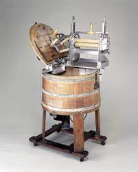 In 1924, the savage arms corporation of new york created the first spin dryer. Wooden Electrically Driven Domestic Washing Machine C 1920 At Science And Society Picture Library