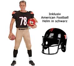 Professionals and amateurs alike wear protective head gear (helmets) to reduce the chance of injury while playing american and canadian football (also known as gridiron football). Kostum American Football Star Sportkostum Manner Mit Helm Scherzwelt