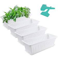 Large long plastic trough window box planter herb flower box home garden 53cm. Buy 4 Pack Flower Window Box Plastic Rectangular Window Planters With 20 Plant Labels And Trays Vegetables Growing Container Garden Flower Plant Pot For Balcony Windowsill Patio Garden Online In Turkey B08b5fbz17