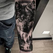 Like This But With A Lion Also Give The Lion Colored Eyes Wolf Tattoo Sleeve Wolf Tattoo Design Wolf Tattoo