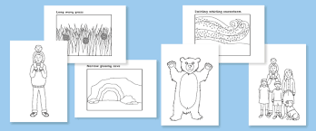 After reading and acting out the going on a bear hunt book. Early Learning Resources We Re Going On A Bear Hunt Colouring Sheets