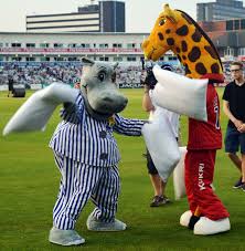 Hippo And Duck Visited Lancashire County Cricket Club On Friday 18th July For Their Match Against Derbyshire Whilst There Hippo H Pillow Fight Giraffe Mascot