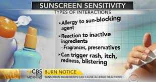 Contact dermatitis is an itchy, blistering skin rash typically caused by the direct contact of a substance with the skin.﻿﻿ contact dermatitis to sunscreens can occur as a result of an allergy to the active ingredients or to the fragrances and preservatives present in the. Some Sunscreen Ingredients Can Cause Allergies Cbs News