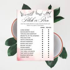 Amazon.com: Inkdotpot 50-Pack Bulk Party Activity Game Polish Or Porn Game  Cards Lingerie Shower Bachelorette Party Bridal Shower Collection : Home &  Kitchen