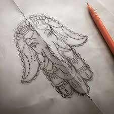 Cute Black Outline Hamsa Elephant Tattoo Design Girly Hand Tattoos Elephant Tattoos Hamsa Tattoo Design