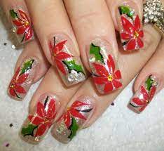Beautiful Poinsettias Christmas Nail Art Designs Holiday Nail Art Christmas Nail Designs