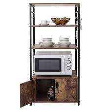 If you are looking forward to the array of kitchen accessories we have requires a huge storage and this is the reason why kitchen needs a huge space. Buy Iwell Tall Kitchen Baker S Rack With Storage Cabinet 8 Hooks Microwave Stand With 3 Shelves Microwave Cabinet With Storage Cupboard Sideboard Utility Storage Shelf For Kitchen Brown Online In Indonesia B07x8ts3tp
