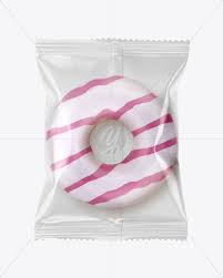 Plastic Bag With Pink Glazed Donut With Sprinkles Mockup In Bag Sack Mockups On Yellow Images Object Mockups